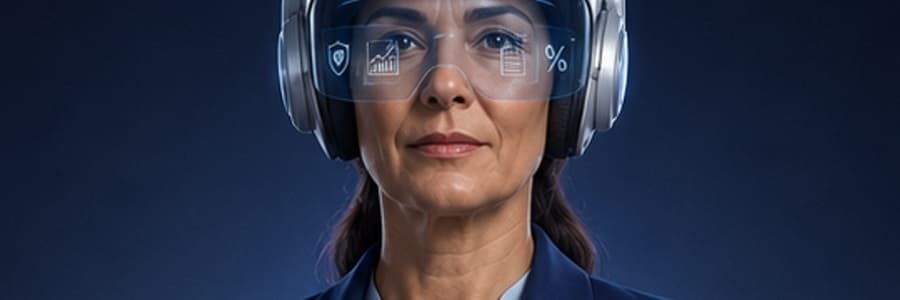 Primer plano de Teresa — Analista de Riesgos y Suscripción IA