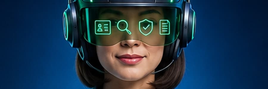 Primer plano de Romina — Analista KYC y Debida Diligencia IA