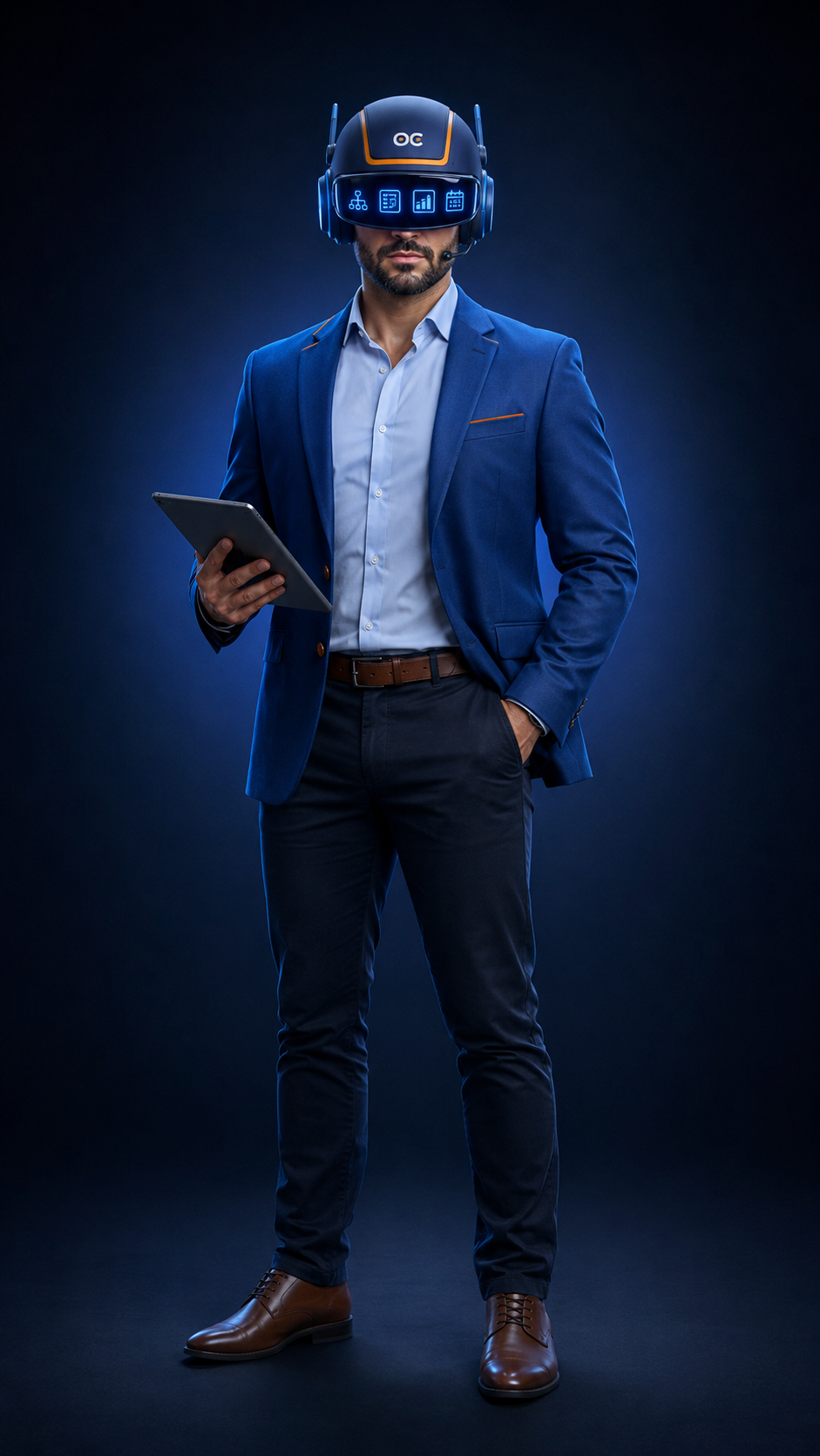 Cuerpo completo de David — Coordinador de Operaciones Comerciales IA